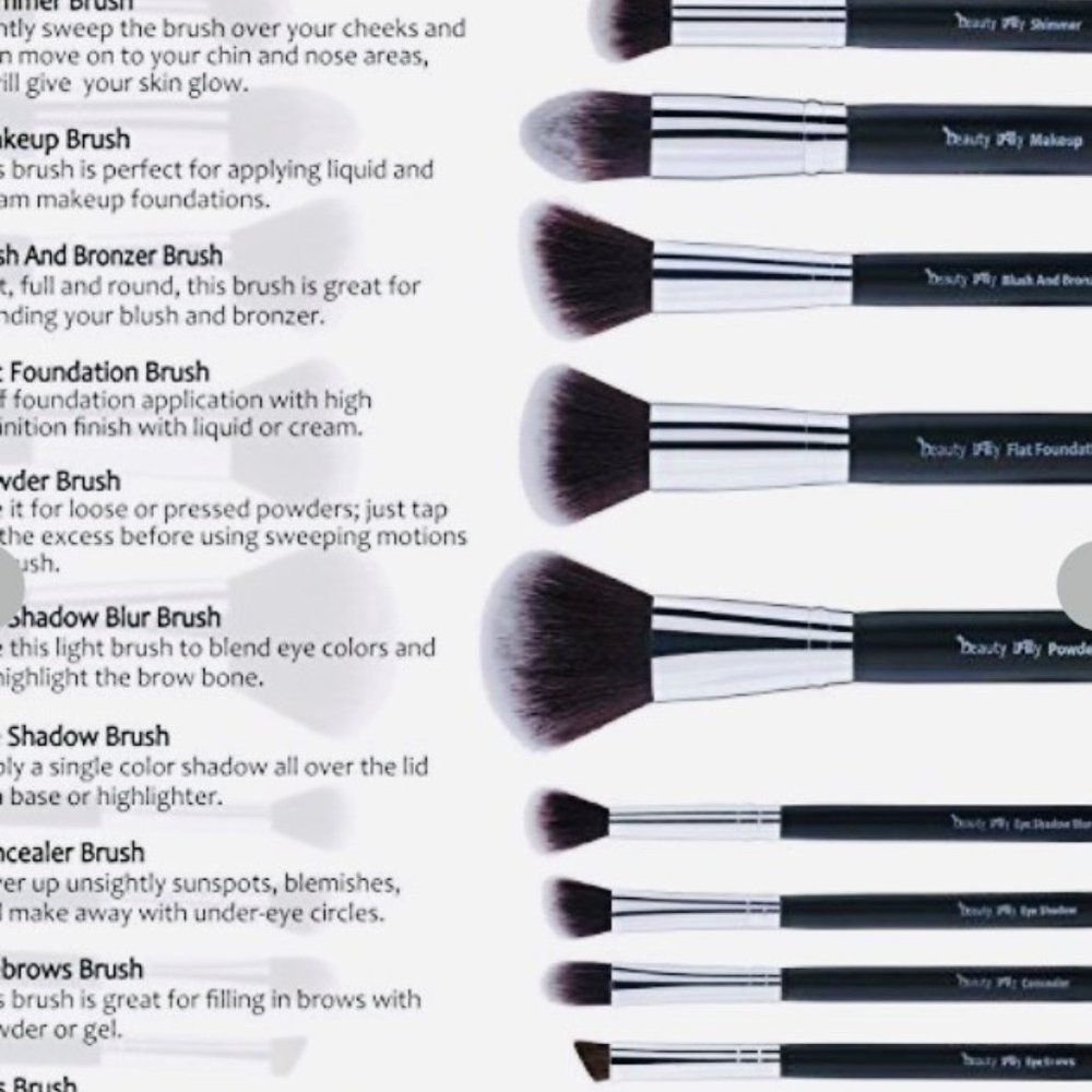 BEAUTY LALLY 10PC MAKE-UP BRUSH SET W/MIRROR - Picture 2 of 4